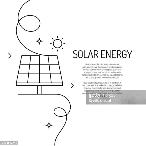 durchgehende linienzeichnung des solarenergie-symbols. handgezeichnete symbol-vektor-illustration. - solaranlage stock-grafiken, -clipart, -cartoons und -symbole