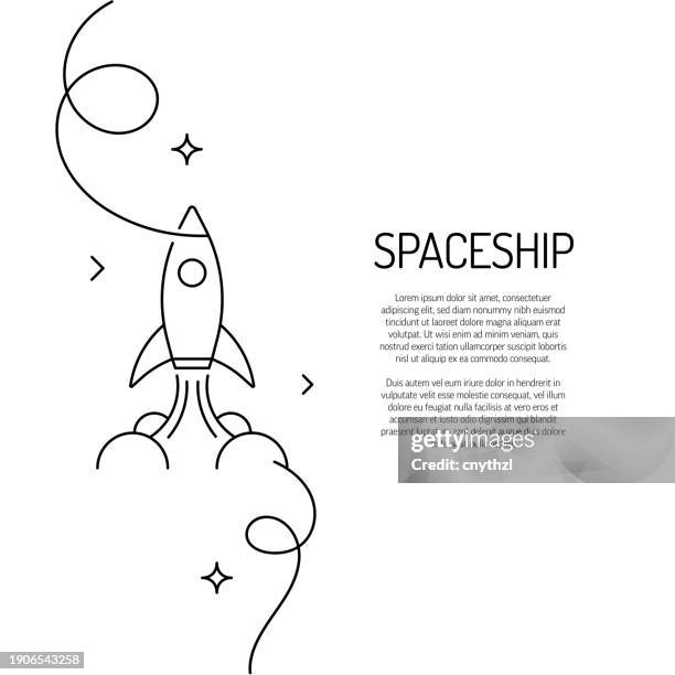 continuous line drawing of spaceship icon. hand drawn symbol vector illustration. - space rocket stock illustrations