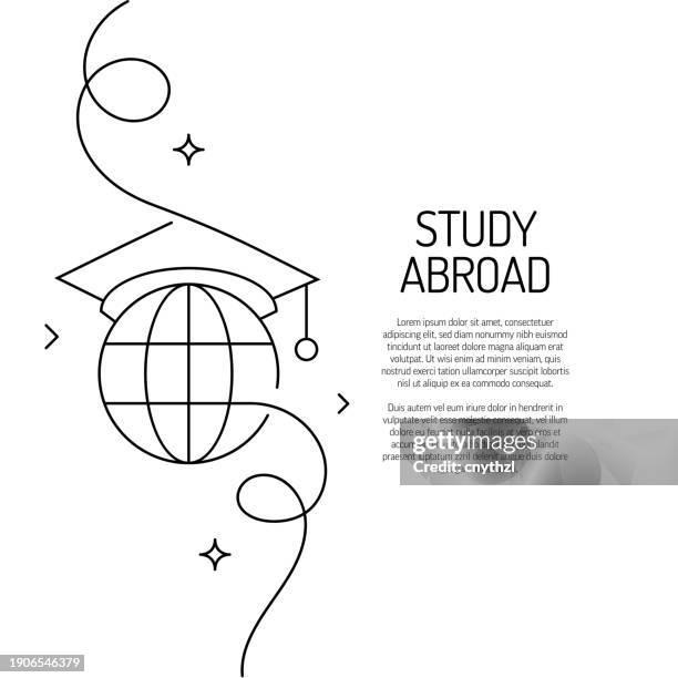 continuous line drawing of study abroad icon. hand drawn symbol vector illustration. - continuous-learning-icon stock illustrations