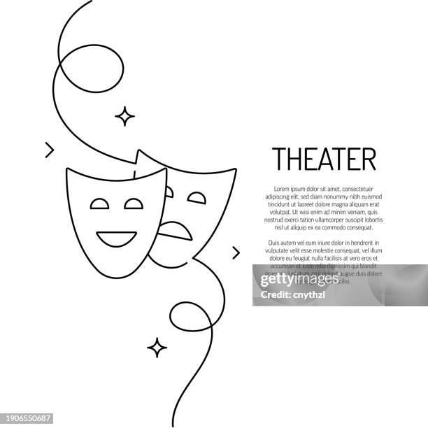 continuous line drawing of theater icon. hand drawn symbol vector illustration. - theatrical performance stock illustrations