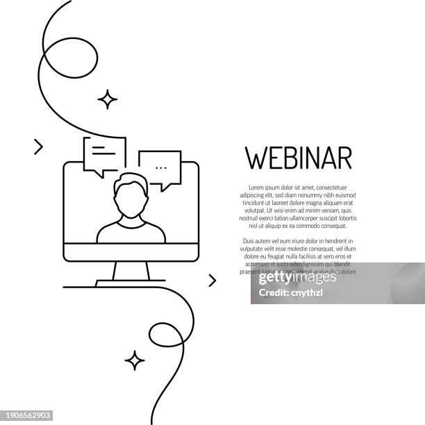continuous line drawing of webinar icon. hand drawn symbol vector illustration. - continuous-learning-icon stock illustrations