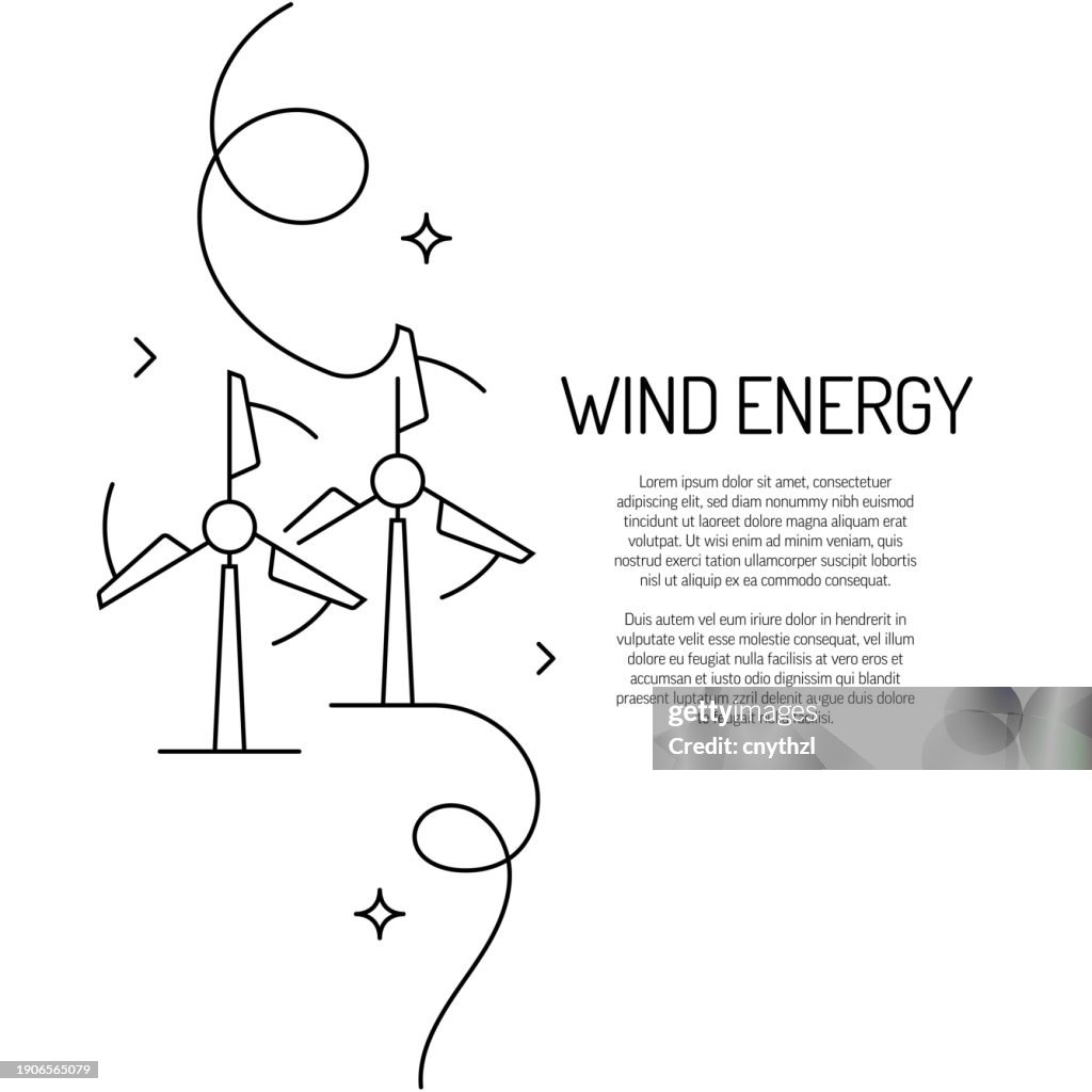 Continuous Line Drawing of Wind Energy Icon. Hand Drawn Symbol Vector Illustration.