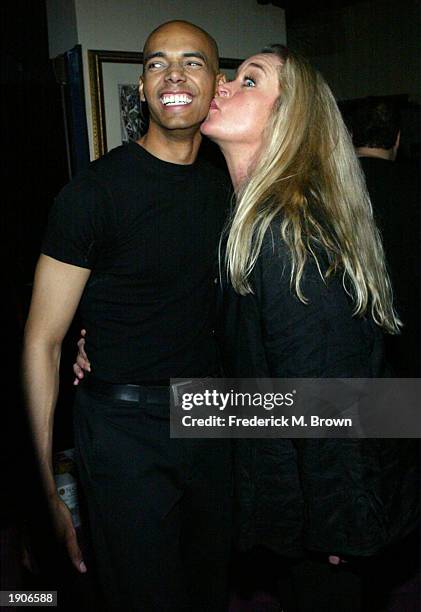 Actors Billy Blanks Jr., and Diane Delano attend the after party for the Wesparkle Night Take II Variety Show at the El Portal Theatre on April 7,...