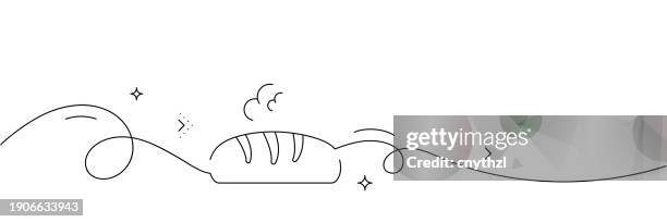continuous line drawing of bread icon. hand drawn symbol vector illustration. - baking stock illustrations