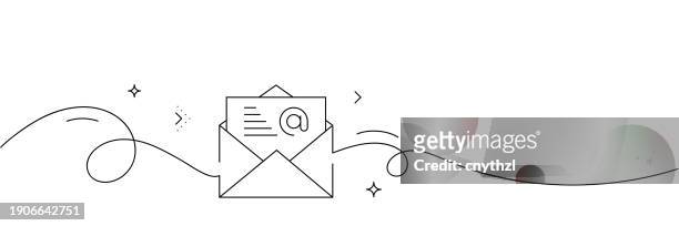 durchgehende strichzeichnung des e-mail-symbols. handgezeichnete symbol-vektor-illustration. - e mail posteingang stock-grafiken, -clipart, -cartoons und -symbole