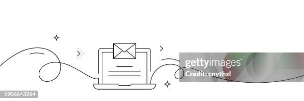 ilustrações de stock, clip art, desenhos animados e ícones de continuous line drawing of e-mail marketing icon. hand drawn symbol vector illustration. - e mail
