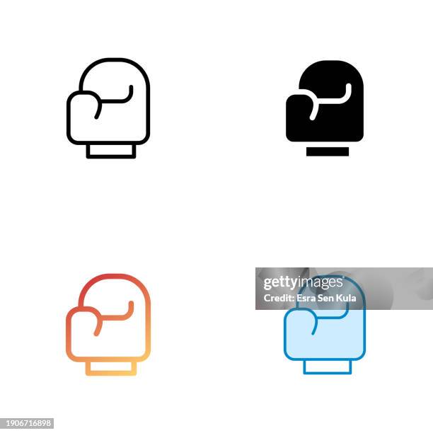 ilustrações de stock, clip art, desenhos animados e ícones de boxing glove universal icon design in four style with editable stroke. line, solid, flat line and color gradient line. suitable for web page, mobile app, ui, ux and gui design. - boxe feminino