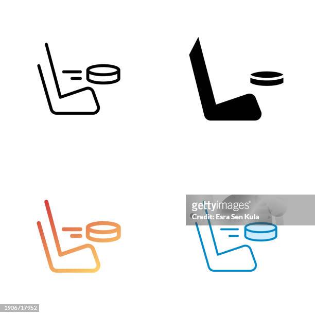 ice hockey universal icon design in four style with editable stroke. line, solid, flat line and color gradient line. suitable for web page, mobile app, ui, ux and gui design. - ice hockey international stock illustrations