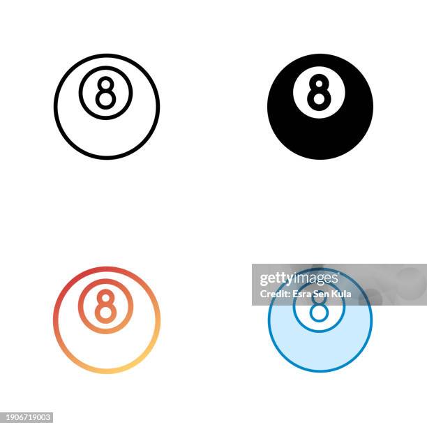 eight ball poll universal icon design in four style with editable stroke. line, solid, flat line and color gradient line. suitable for web page, mobile app, ui, ux and gui design. - pool ball stock illustrations