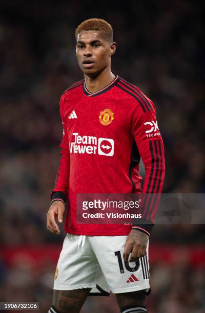 Marcus Rashford of Manchester United during the Premier League match between Manchester United and Aston Villa at Old Trafford on December 26, 2023...