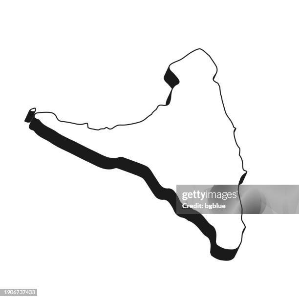 anjouan map with black outline and shadow on white background - anjouan island stock illustrations