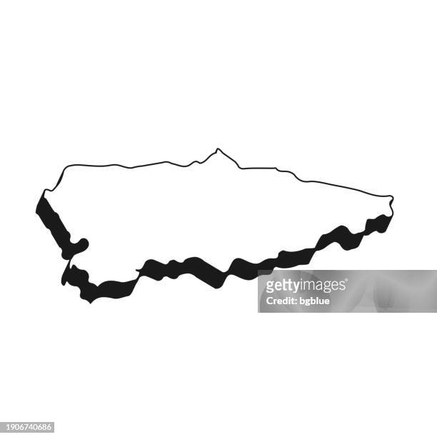 asturias map with black outline and shadow on white background - oviedo 幅插畫檔、美工圖案、卡通及圖標