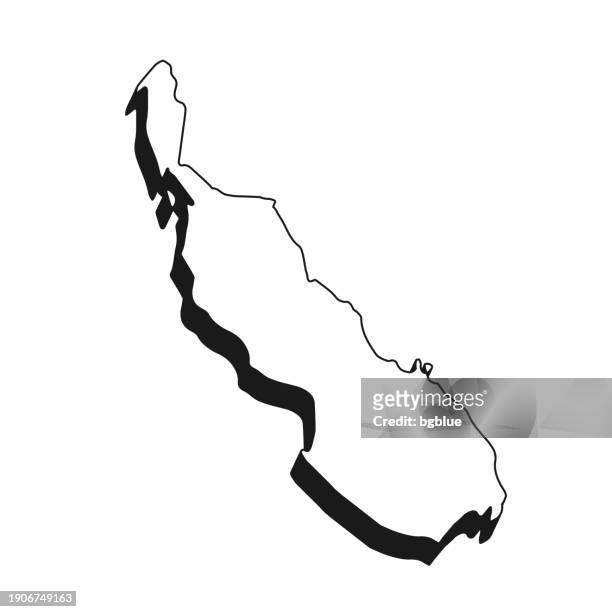 stockillustraties, clipart, cartoons en iconen met bougainville map with black outline and shadow on white background - bougainville