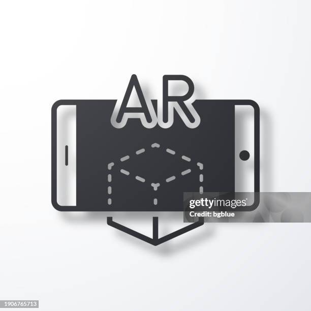 ar augmented reality with smartphone. icon with shadow on white background - 360 tablet stock illustrations