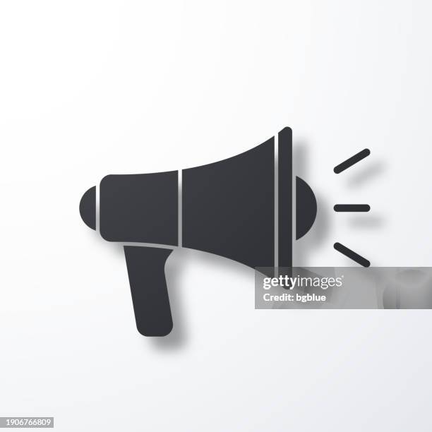 megaphone. icon with shadow on white background - amplifier isolated stock illustrations