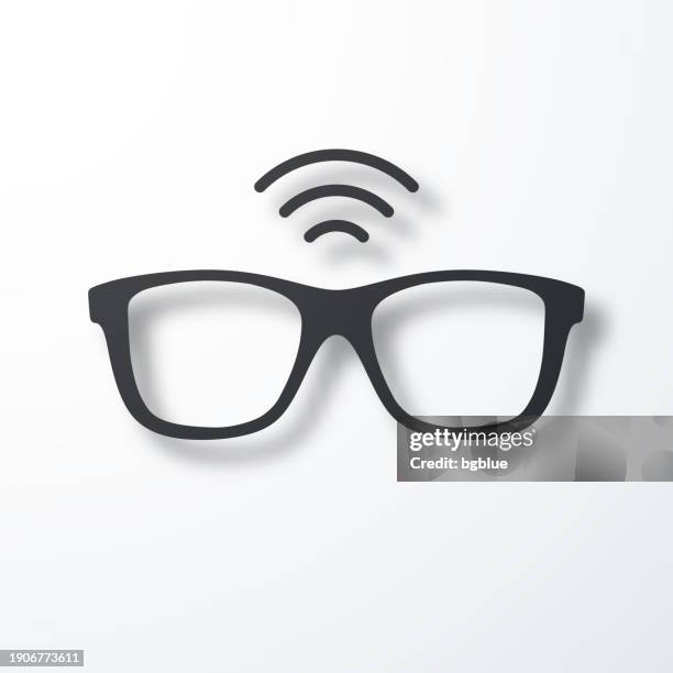 datenbrille. symbol mit schatten auf weißem hintergrund - datenbrille stock-grafiken, -clipart, -cartoons und -symbole