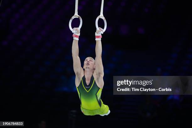 October 01: Adam Steele of Ireland performs his rings routine during Men's Qualifications at the Artistic Gymnastics World Championships-Antwerp 2023...