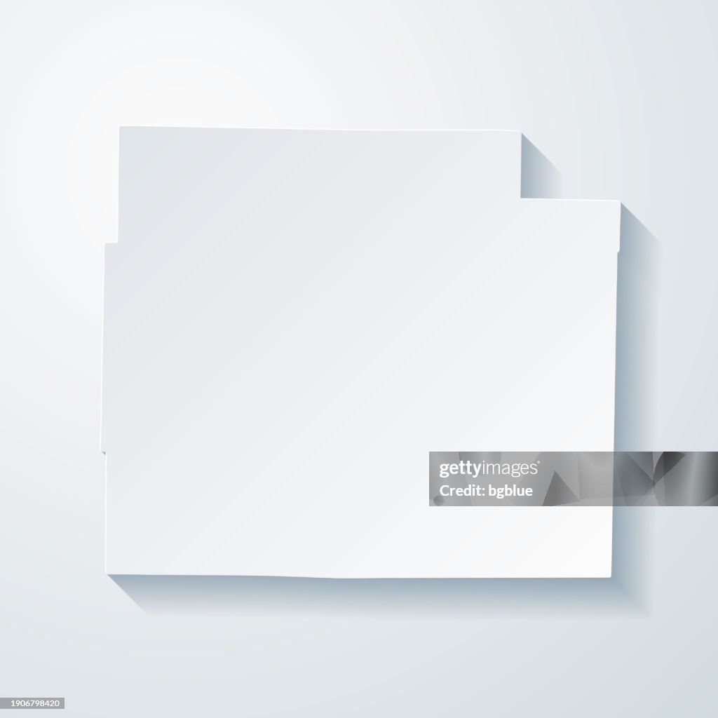 Oregon County, Missouri. Map with paper cut effect on blank background