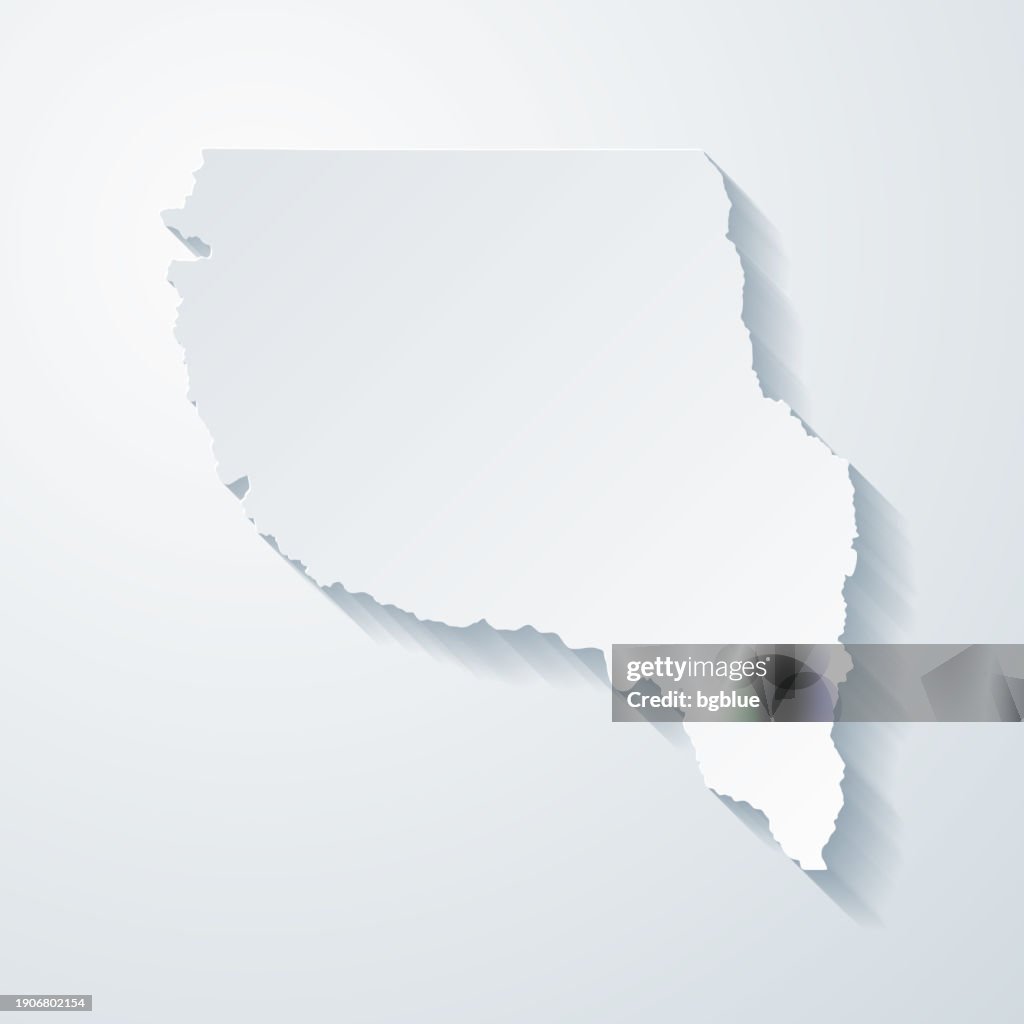 Nacogdoches County, Texas. Map with paper cut effect on blank background