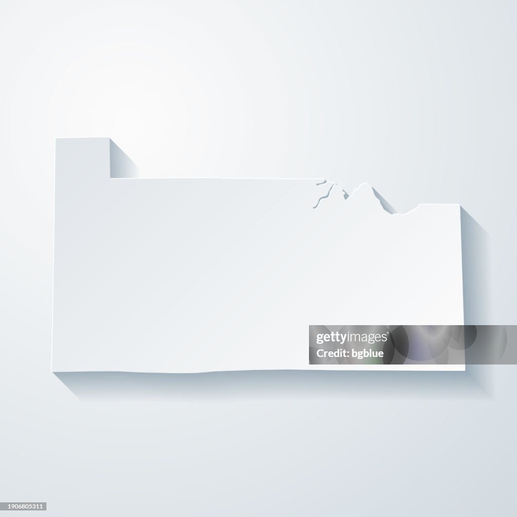 Sandusky County, Ohio. Map with paper cut effect on blank background