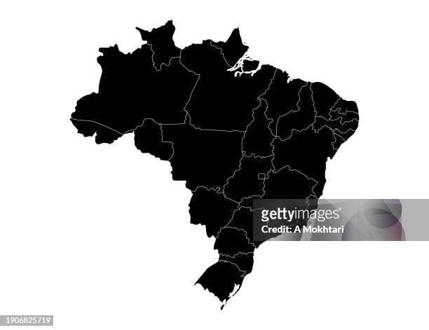 brazil map with region. - brazil icon stock illustrations