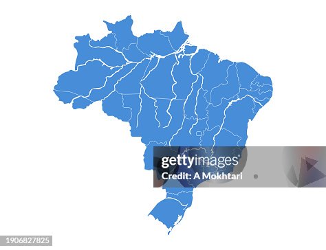 Brazil Map Rivers Only Brazil Map In Blue With River High-Res Vector Graphic - Getty Images