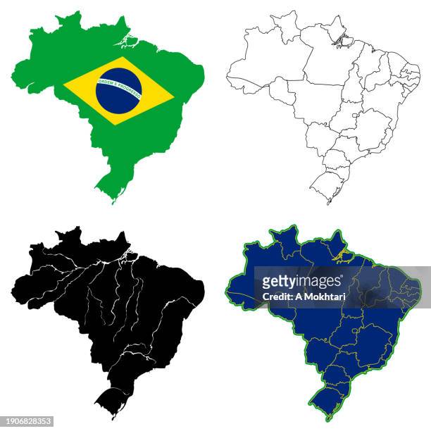 map of brazil. - amazonas state brazil stock-grafiken, -clipart, -cartoons und -symbole