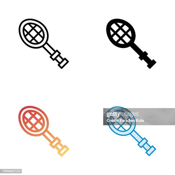tennis racket universal icon design in four style with editable stroke. line, solid, flat line and color gradient line. suitable for web page, mobile app, ui, ux and gui design. - tennis net white background stock illustrations