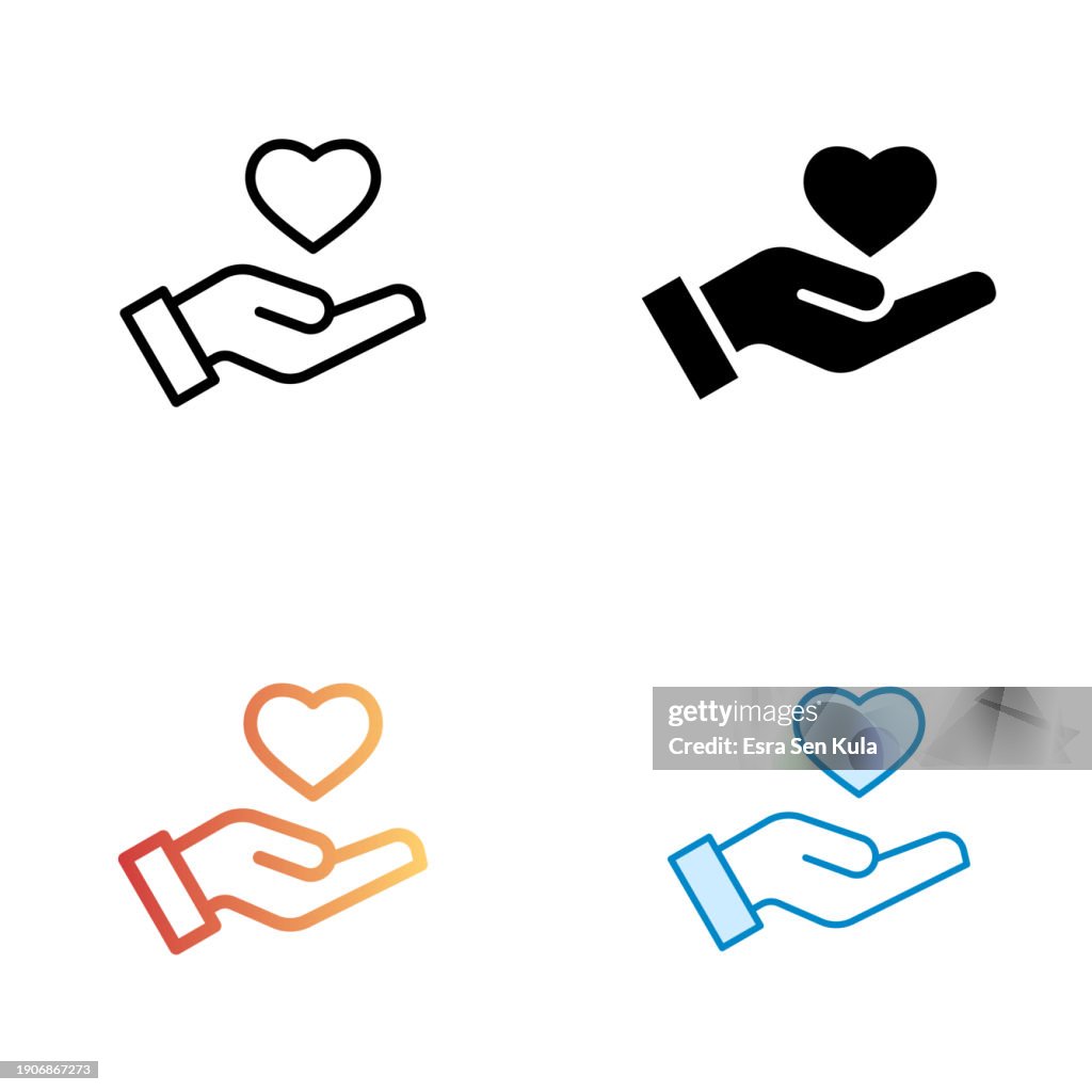 Freiwilliges universelles Icon-Design im Vierer-Stil mit editierbarem Strich. Linie, durchgezogene, flache Linie und Farbverlaufslinie. Geeignet für Webseiten, mobile Apps, UI-, UX- und GUI-Design.