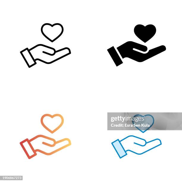 freiwilliges universelles icon-design im vierer-stil mit editierbarem strich. linie, durchgezogene, flache linie und farbverlaufslinie. geeignet für webseiten, mobile apps, ui-, ux- und gui-design. - geben stock-grafiken, -clipart, -cartoons und -symbole