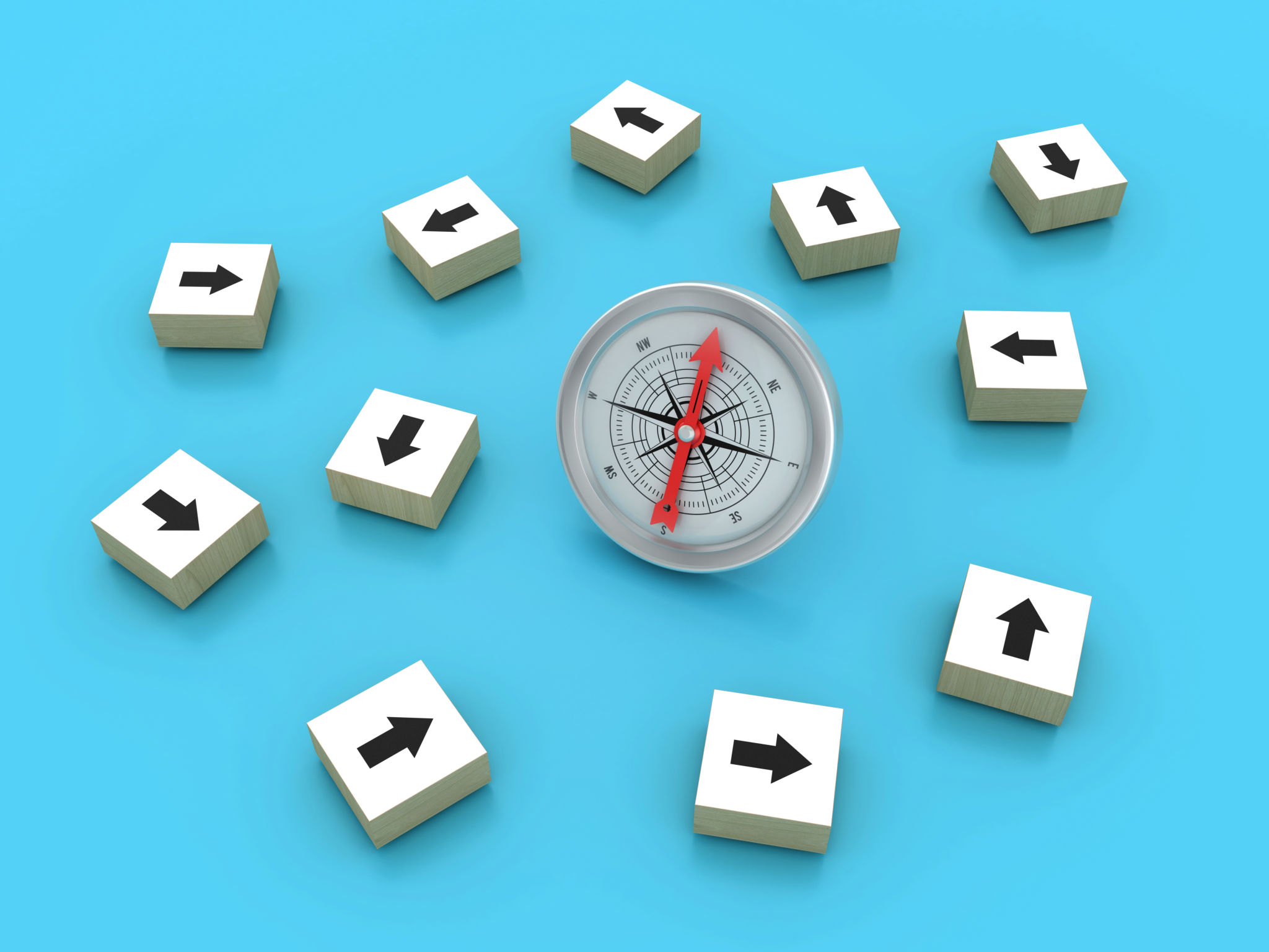 3D Compass with Arrows Blocks 3D Compass with Arrows Blocks