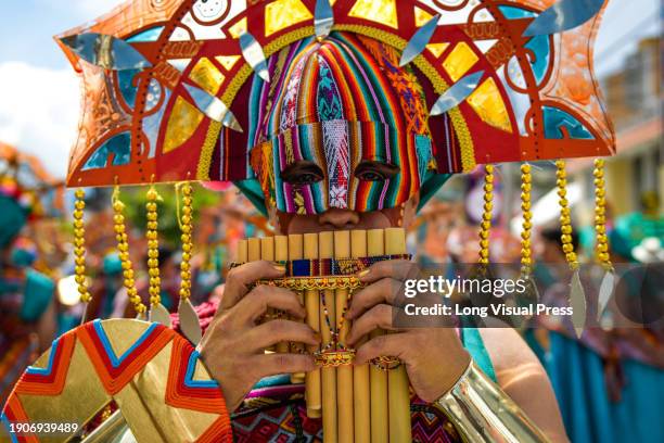 Atmosphere during the Canto a la Tierra artistic parade of the Carnaval de Negros y Blancos in Pasto, Narino, Colombia, January 03, 2024.