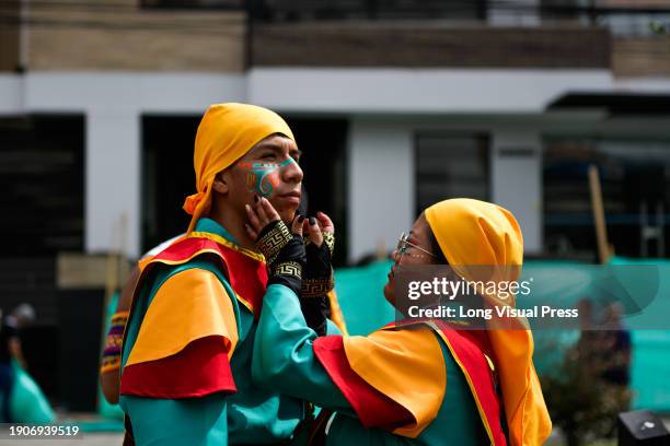 Atmosphere during the Canto a la Tierra artistic parade of the Carnaval de Negros y Blancos in Pasto, Narino, Colombia, January 03, 2024.