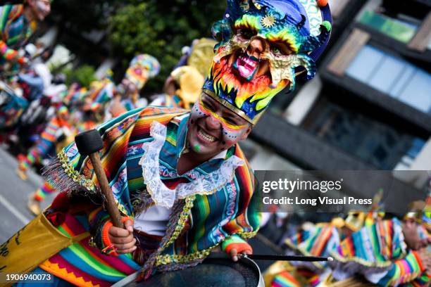 Atmosphere during the Canto a la Tierra artistic parade of the Carnaval de Negros y Blancos in Pasto, Narino, Colombia, January 03, 2024.