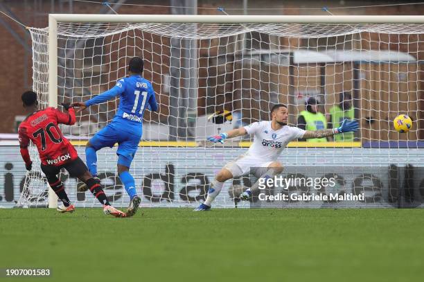 Chaka Taore' of AC Milan scores a goal during the Serie A TIM match between Empoli FC and AC Milan at Stadio Carlo Castellani on January 7, 2024 in...