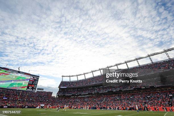 General view of Empower Field at Mile High during an NFL football game between the Los Angeles Chargers and the Denver Broncos at Empower Field at...