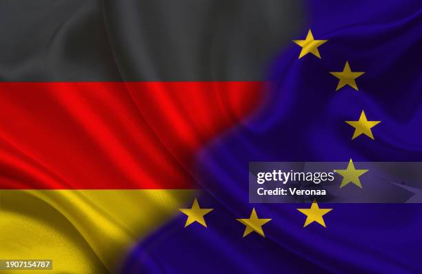 germany and european union wavy flag together. - all european flags stock illustrations