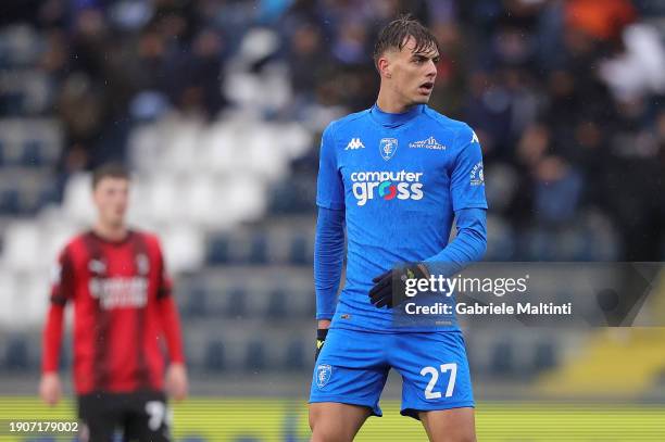 Daniel Maldini of Empoli FC looks on during the Serie A TIM match between Empoli FC and AC Milan at Stadio Carlo Castellani on January 7, 2024 in...