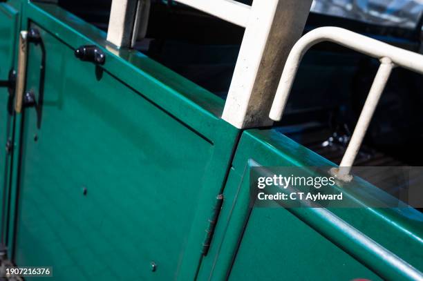vintage railway carriage - steel railings stock pictures, royalty-free photos & images