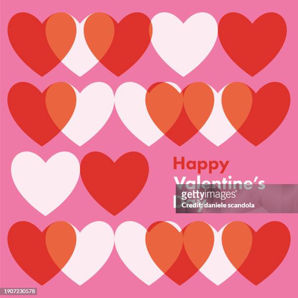 ilustraciones, imágenes clip art, dibujos animados e iconos de stock de valentine’s day greeting card with modern geometric background. - san valentin
