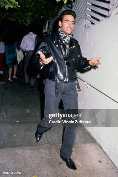 French-American actor Anthony Delon attends an event, US, circa 1988.