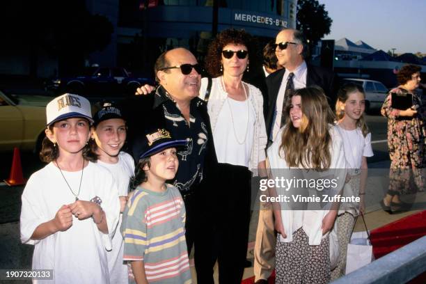 Married couple, actors Danny DeVito and Rhea Perlman, with family, attend the "Renaissance Man" Los Angeles Premiere at the Cinerama Dome in Los...