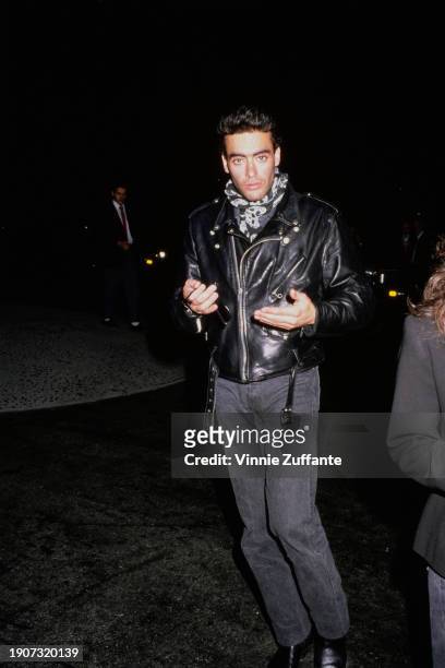 French-American actor Anthony Delon attends an event, US, circa 1988.