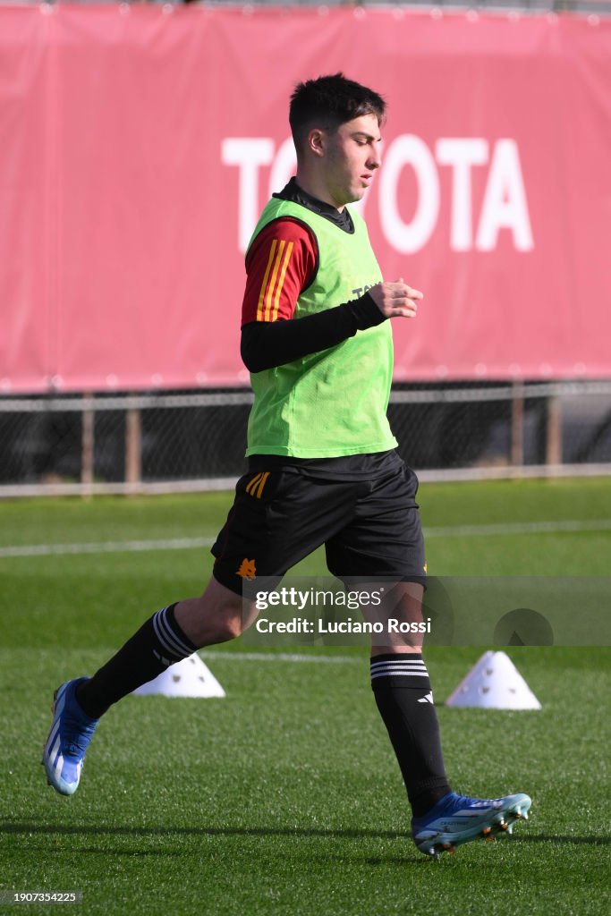 AS Roma player Mattia Mannini during training session at Centro... News