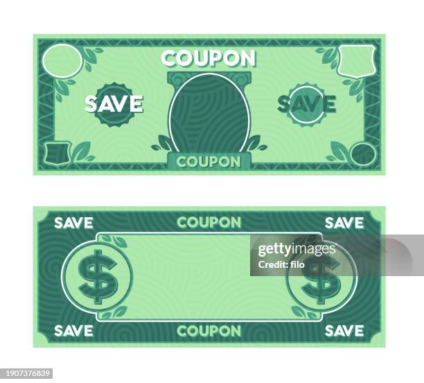 gutscheinrabatt einsparungen sonderangebot geldzertifikat - us dollar geldschein stock-grafiken, -clipart, -cartoons und -symbole