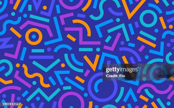 seamless retro shapes background - hyphen stock illustrations
