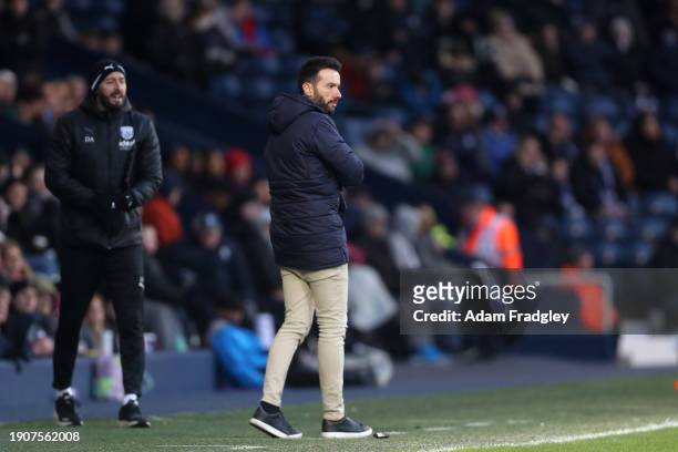Carlos Corberan Head Coach of West Bromwich Albion watches on during the Emirates FA Cup Third Round match between West Bromwich Albion and Aldershot...