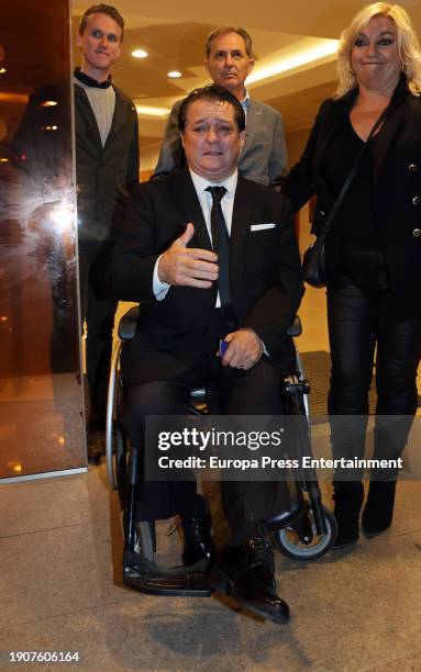 Vicente Ruiz 'El Soro' leaves the funeral chapel of comedian Paco Arevalo, at the Servisa mortuary, on January 4 in Valencia, Valencian Community,...