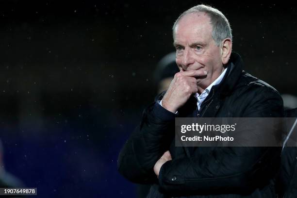 Lennie Lawrence, the caretaker manager of Hartlepool United, is watching the Vanarama National League match between Hartlepool United and Oxford City...