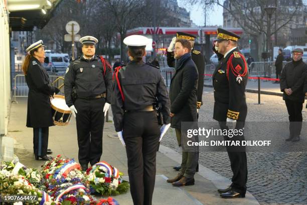 French Junior Minister for Transports Clement Beaune attends a commemoration ceremony marking the ninth anniversary the jihadist attack on the Hyper...